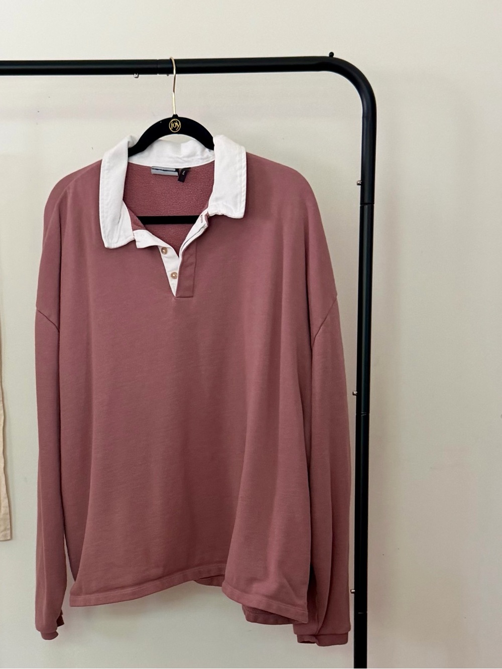 Men's Dusty Rose Rugby Polo with White Collar